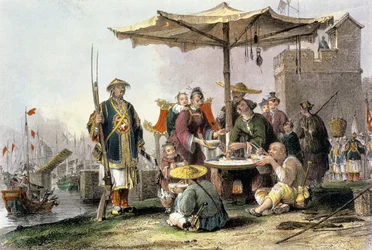 Reisverkäufer an der Militärstation von Tong-Chang-Too, aus 